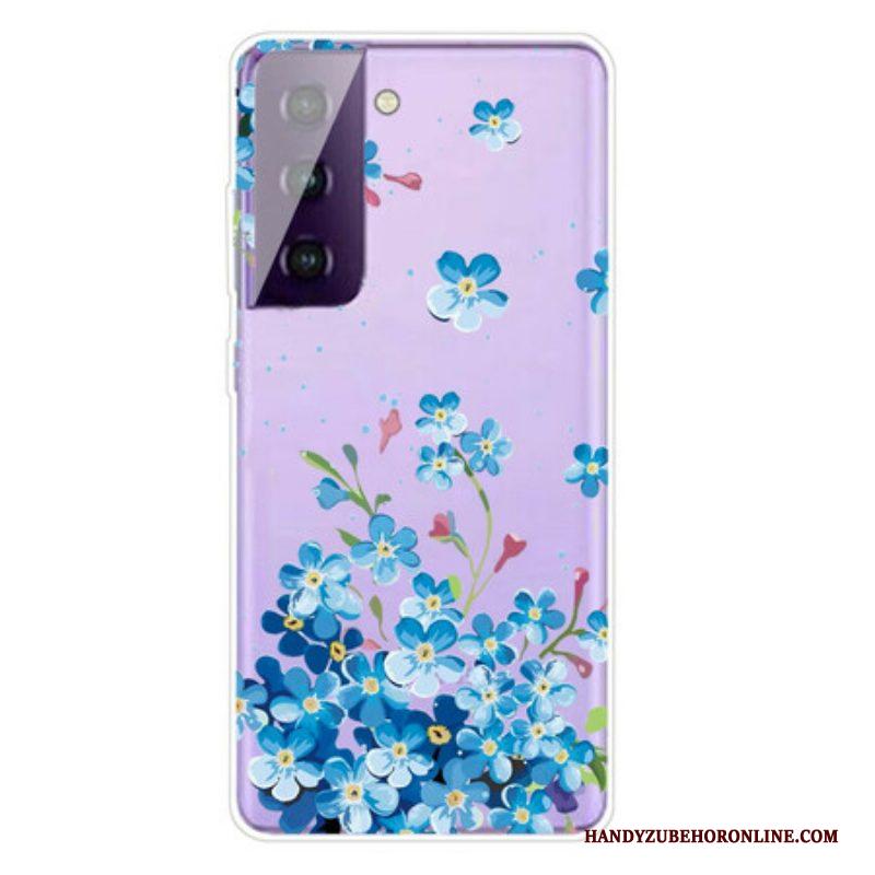 Hoesje voor Samsung Galaxy S21 Plus 5G Blauwe Bloemen