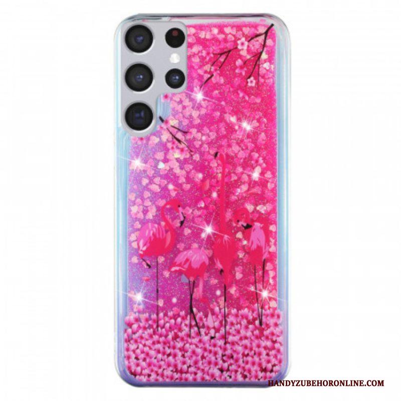 Hoesje voor Samsung Galaxy S21 Ultra 5G Flamingo Pailletten