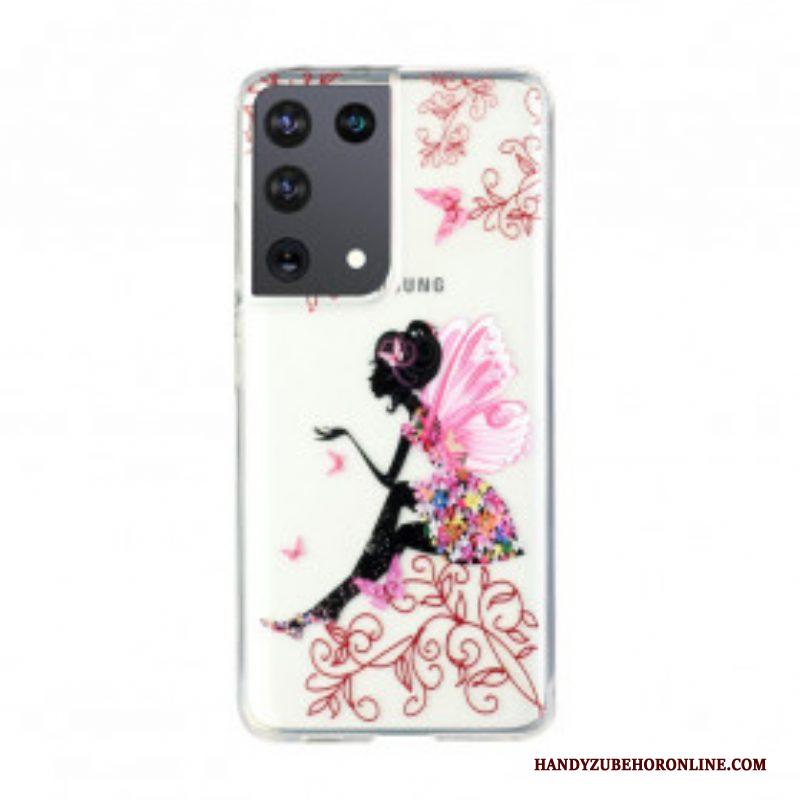 Hoesje voor Samsung Galaxy S21 Ultra 5G Transparante Bloemenfee