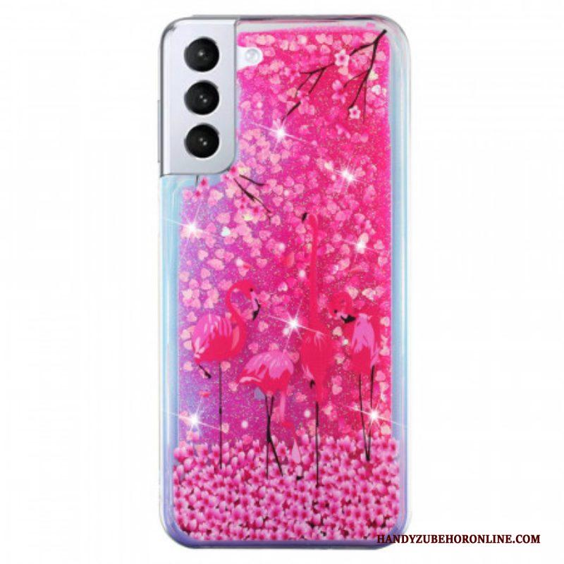 Hoesje voor Samsung Galaxy S22 5G Flamingo Pailletten