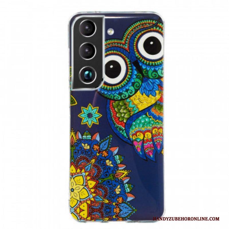 Hoesje voor Samsung Galaxy S22 5G Fluorescerende Uil Mandala