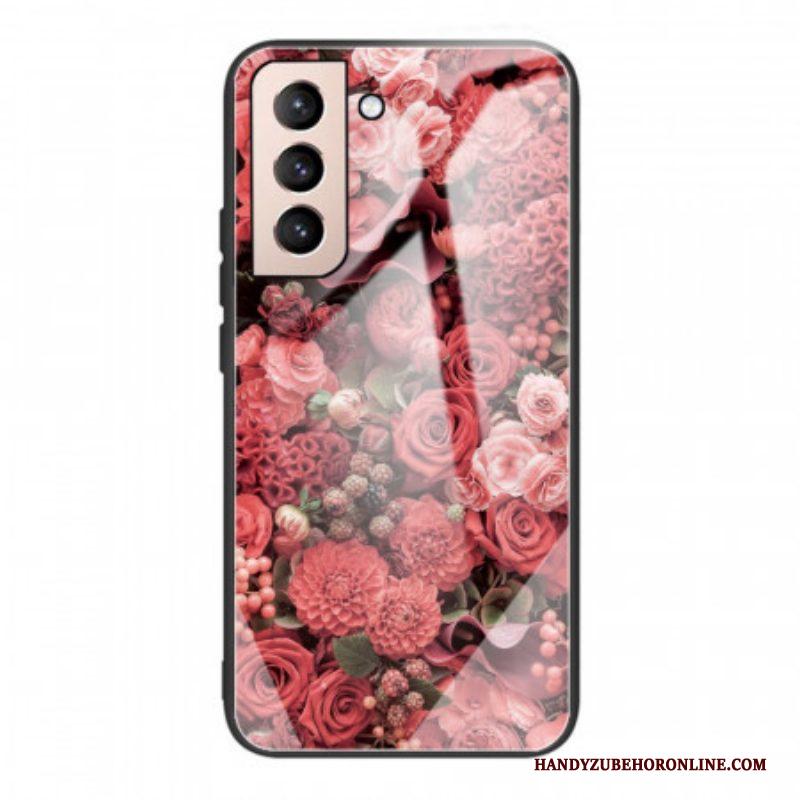 Hoesje voor Samsung Galaxy S22 5G Rose Bloemen Gehard Glas