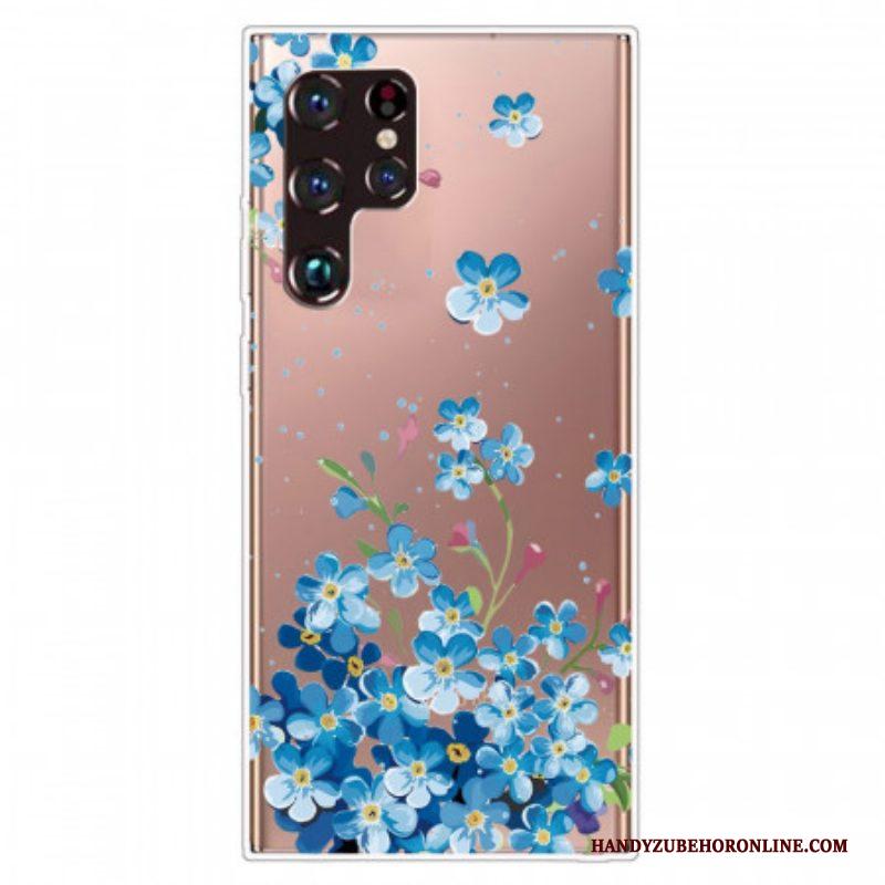 Hoesje voor Samsung Galaxy S22 Ultra 5G Blauwe Bloemen