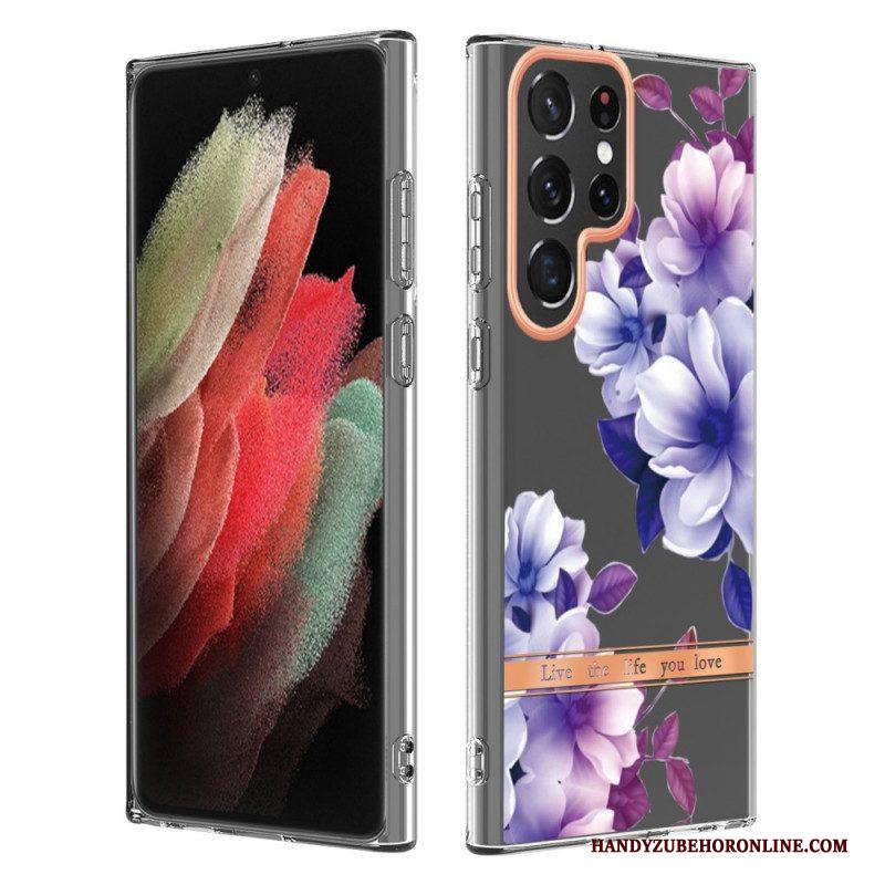 Hoesje voor Samsung Galaxy S22 Ultra 5G Bloemen Leven Het Leven Waar Je Van Houdt