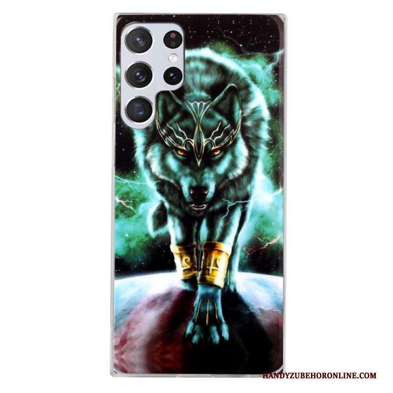 Hoesje voor Samsung Galaxy S22 Ultra 5G Fluorescerende Wolf