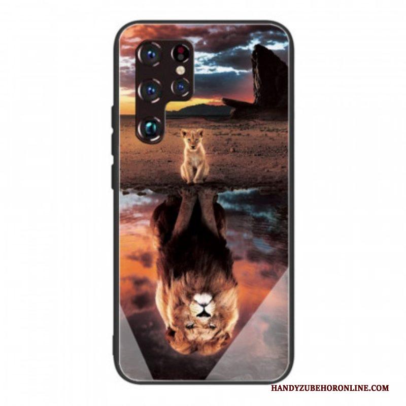 Hoesje voor Samsung Galaxy S22 Ultra 5G Lion Cub's Dream Gehard Glas