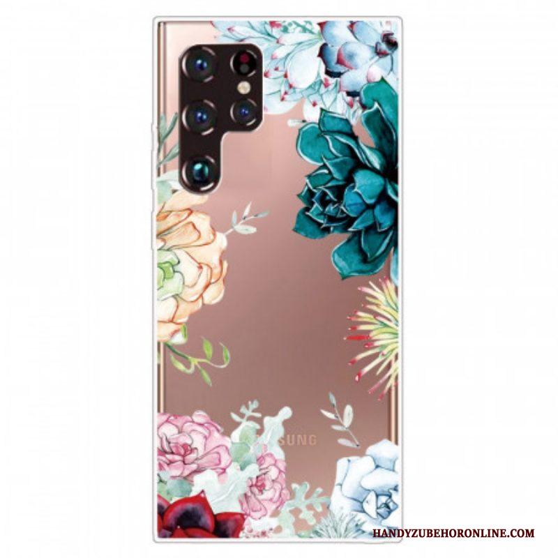 Hoesje voor Samsung Galaxy S22 Ultra 5G Naadloze Aquarel Bloemen