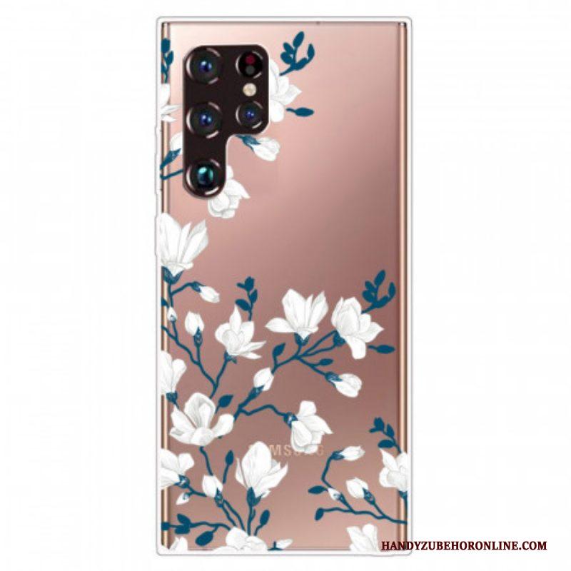 Hoesje voor Samsung Galaxy S22 Ultra 5G Naadloze Witte Bloemen