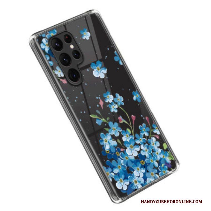 Hoesje voor Samsung Galaxy S23 Ultra 5G Blauwe Bloemen