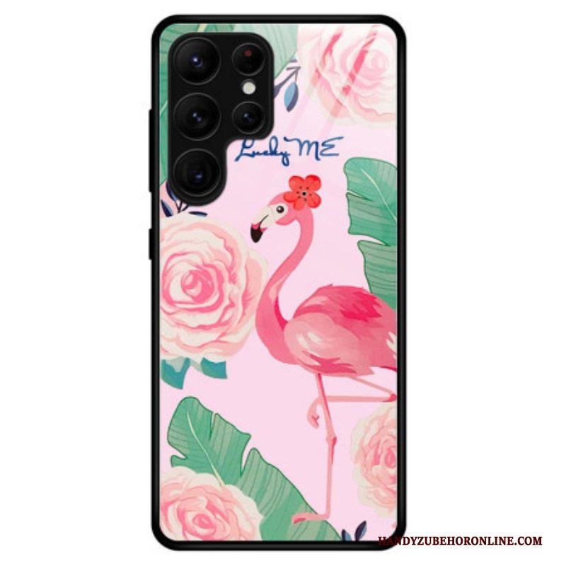 Hoesje voor Samsung Galaxy S23 Ultra 5G Flamingo Gehard Glas