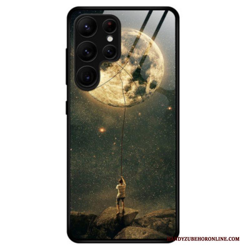 Hoesje voor Samsung Galaxy S23 Ultra 5G Moon Man Gehard Glas