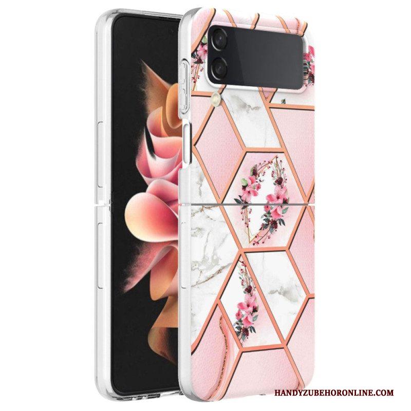 Hoesje voor Samsung Galaxy Z Flip 4 Folio-hoesje Bloemen Marmer