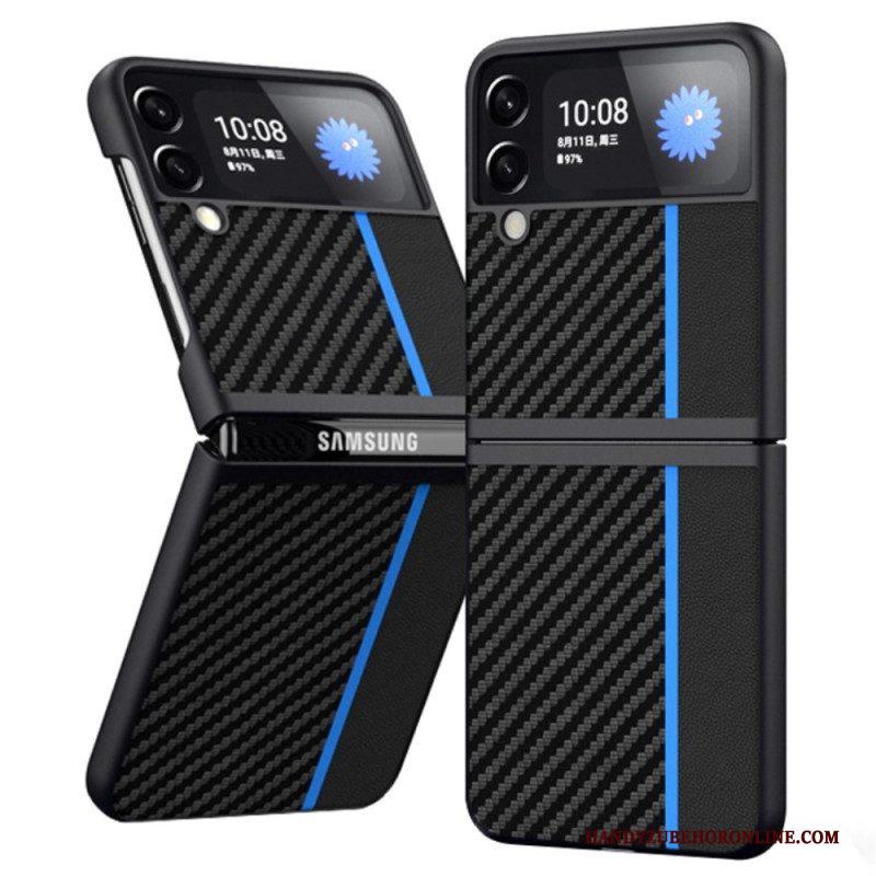Hoesje voor Samsung Galaxy Z Flip 4 Folio-hoesje Koolstofvezel Lijn