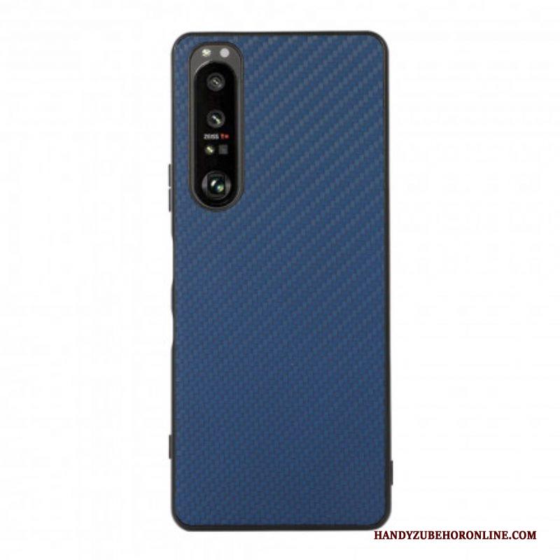 Hoesje voor Sony Xperia 1 III Koolstofvezeltextuur Met Leereffect