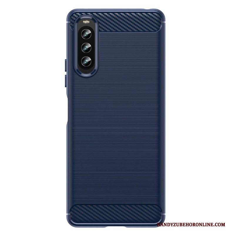 Hoesje voor Sony Xperia 10 IV Geborstelde Koolstofvezel