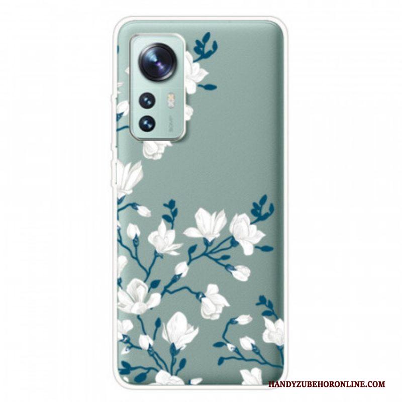 Hoesje voor Xiaomi 12 Pro Siliconen Witte Bloemen