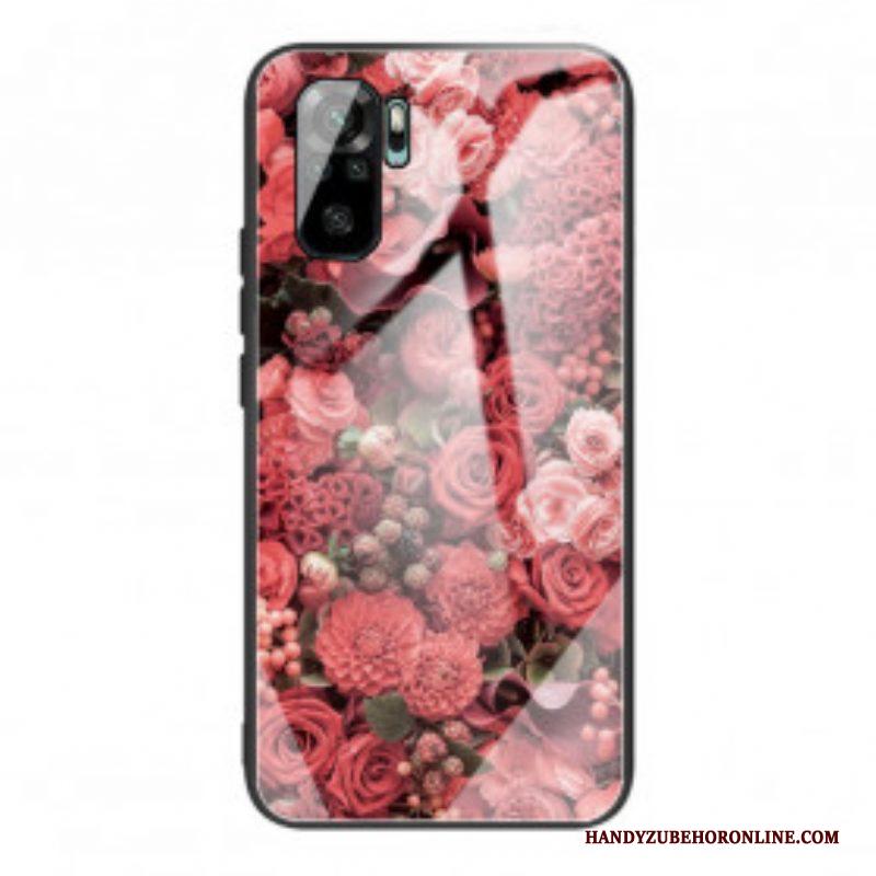 Hoesje voor Xiaomi Redmi Note 10 / 10S Rose Bloemen Gehard Glas