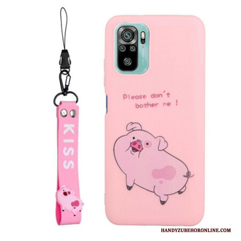 Hoesje voor Xiaomi Redmi Note 10 / 10S Varken Met Lanyard Kiss