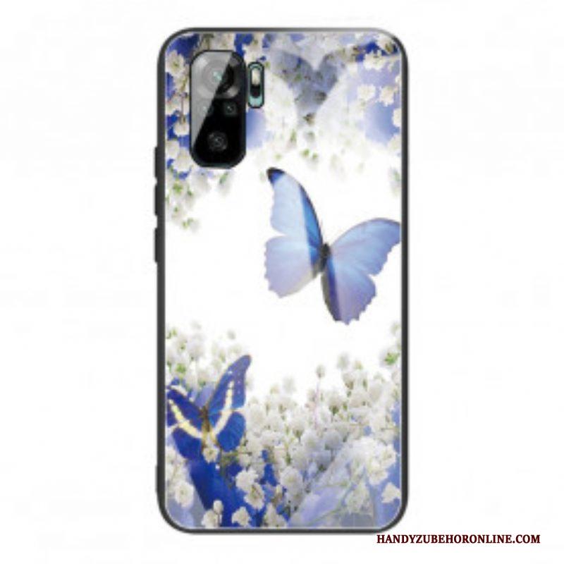 Hoesje voor Xiaomi Redmi Note 10 / 10S Vlinders Design Gehard Glas