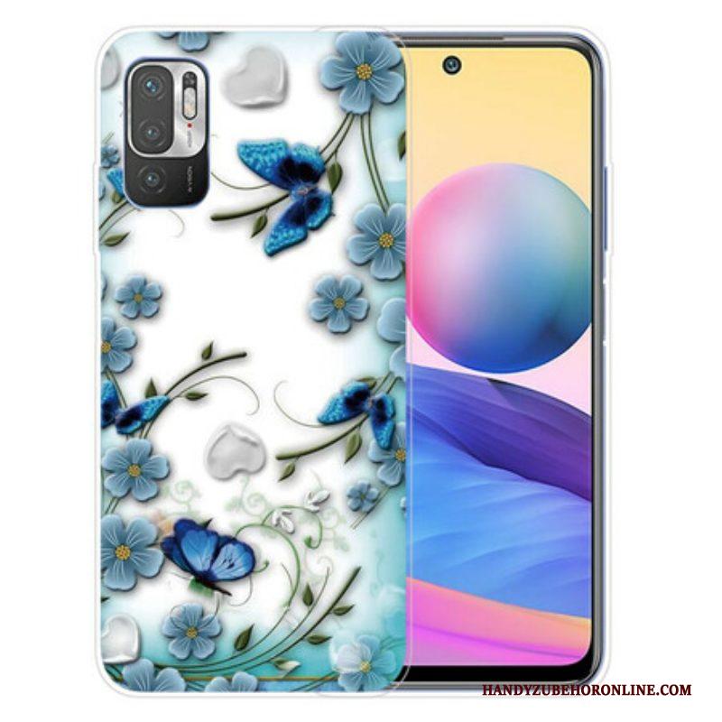 Hoesje voor Xiaomi Redmi Note 10 5G Retro Vlinders En Bloemen