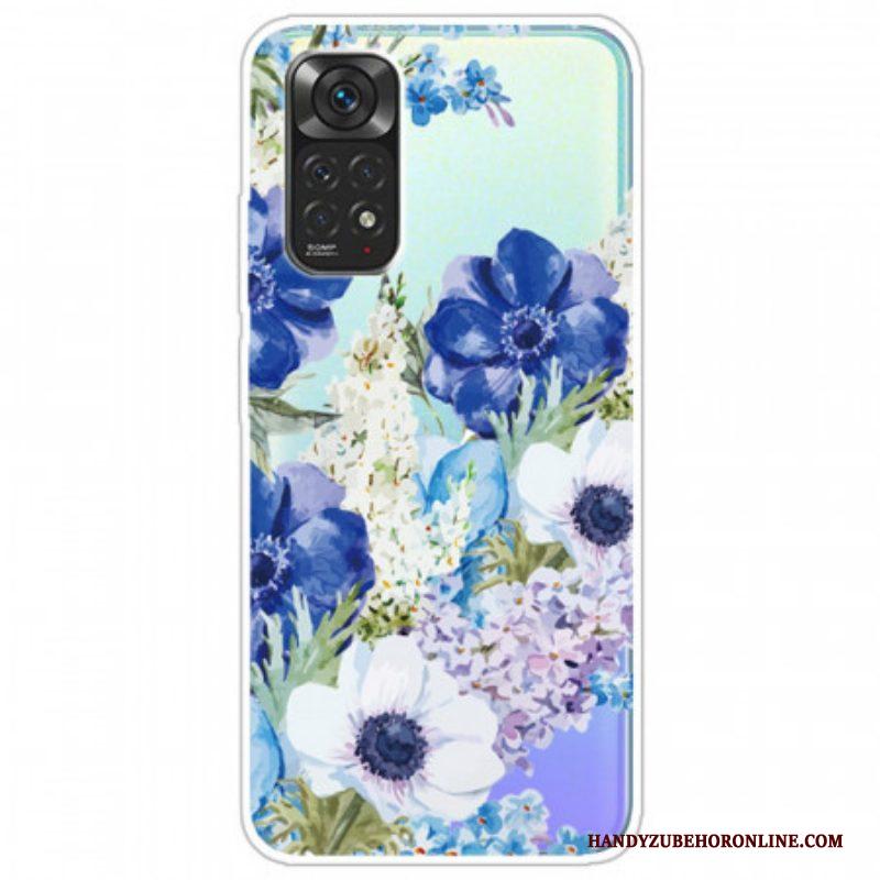 Hoesje voor Xiaomi Redmi Note 11 Pro / 11 Pro 5G Waterverf Blauwe Bloemen