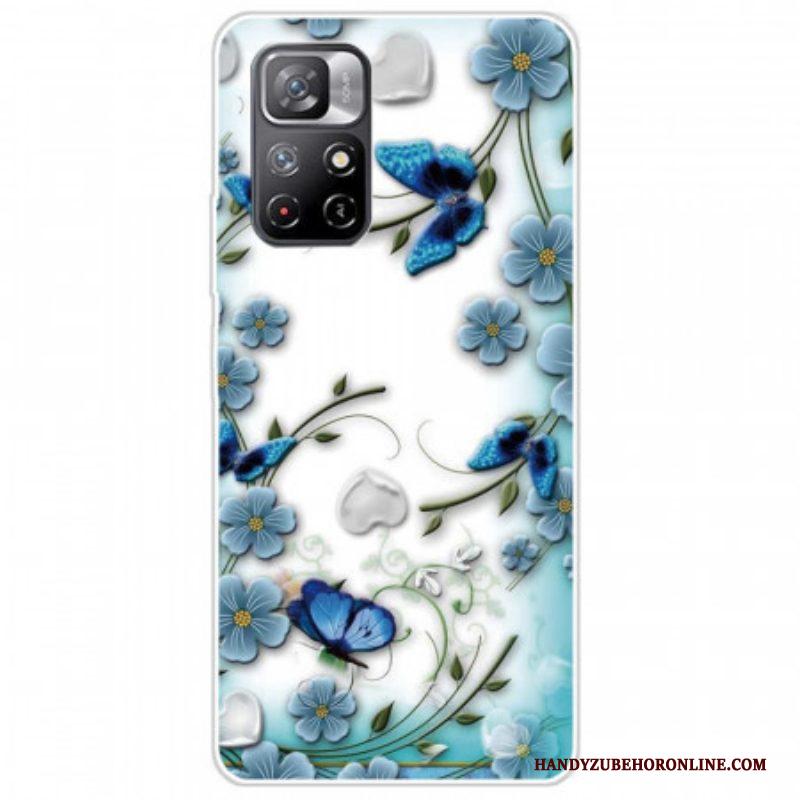 Hoesje voor Xiaomi Redmi Note 11 Pro Plus 5G Blauwe Bloemen En Vlinders