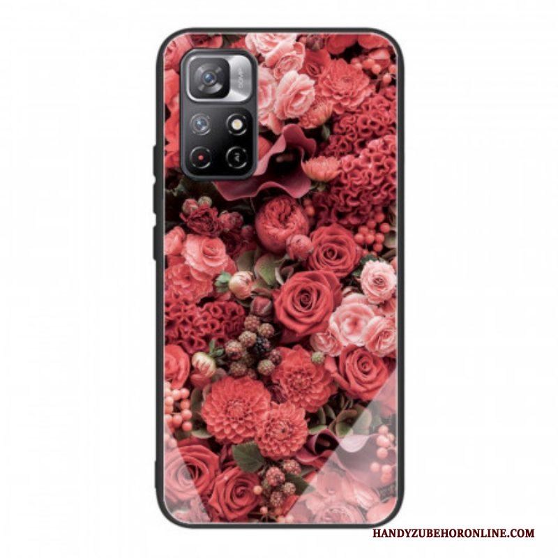 Hoesje voor Xiaomi Redmi Note 11 Pro Plus 5G Rose Bloemen Gehard Glas