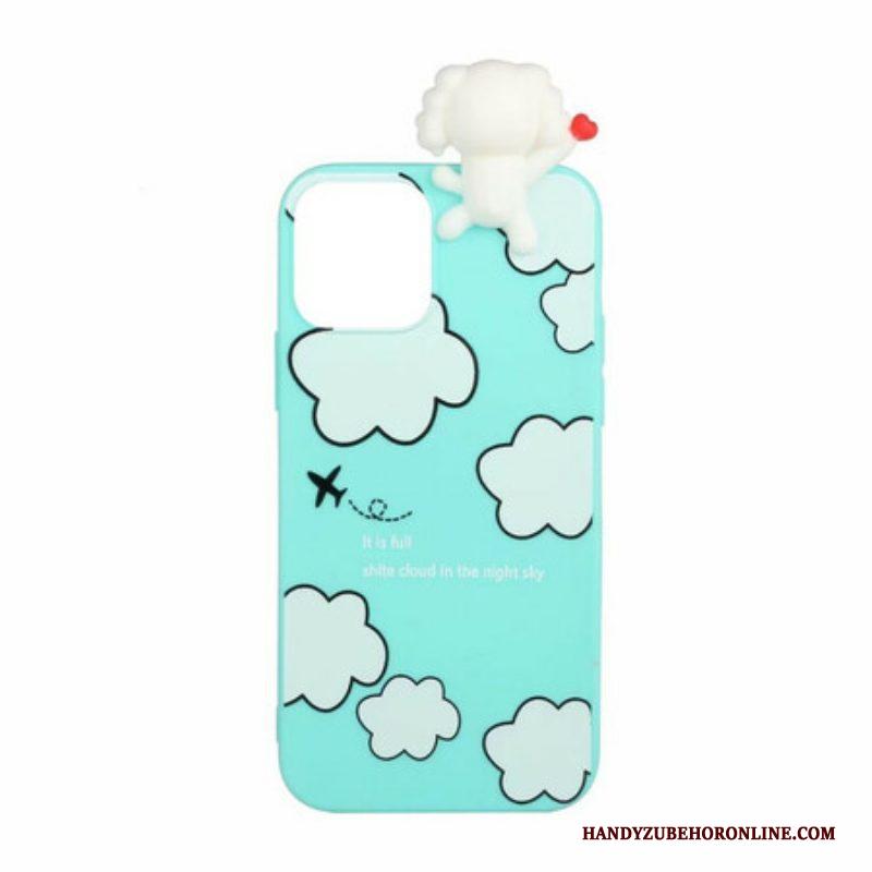 Hoesje voor iPhone 13 Mini 3d Hond In De Wolken