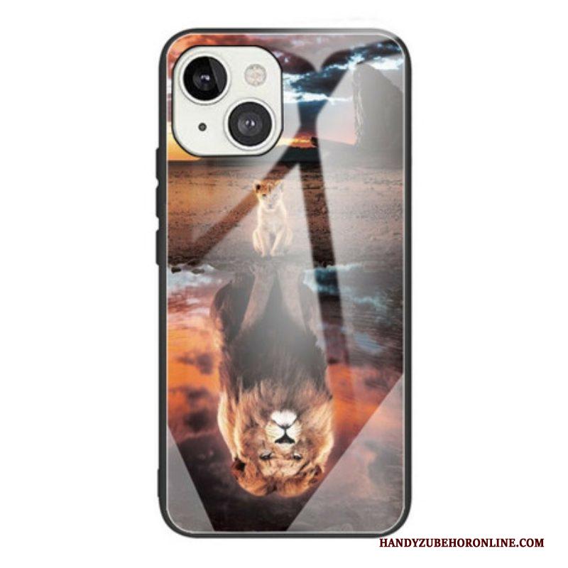 Hoesje voor iPhone 13 Mini Lion Cub's Dream Gehard Glas