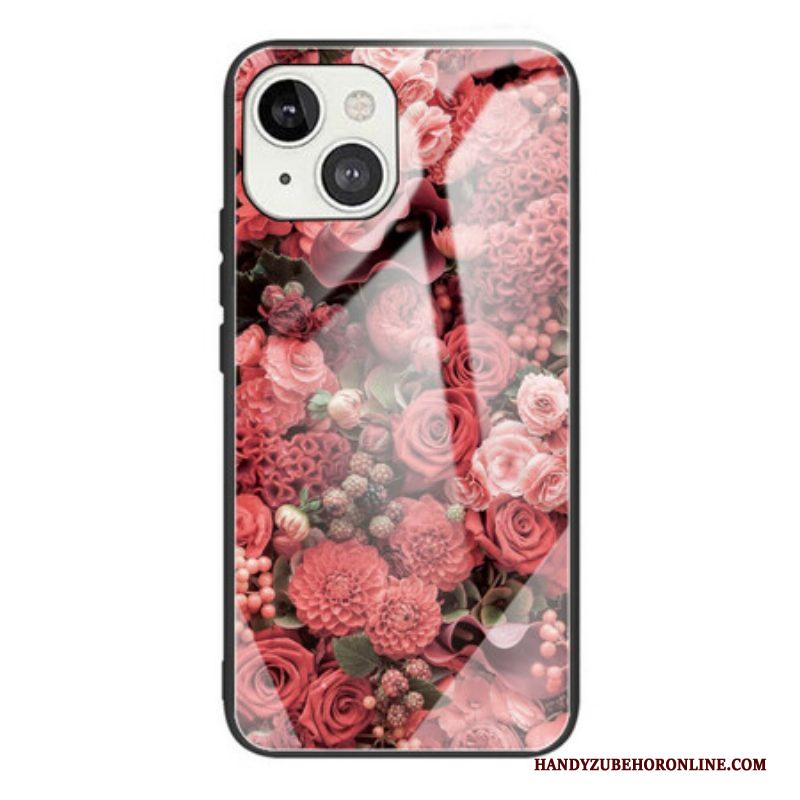 Hoesje voor iPhone 13 Mini Rose Bloemen Gehard Glas