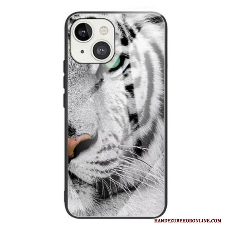 Hoesje voor iPhone 13 Mini Tijger Gehard Glas