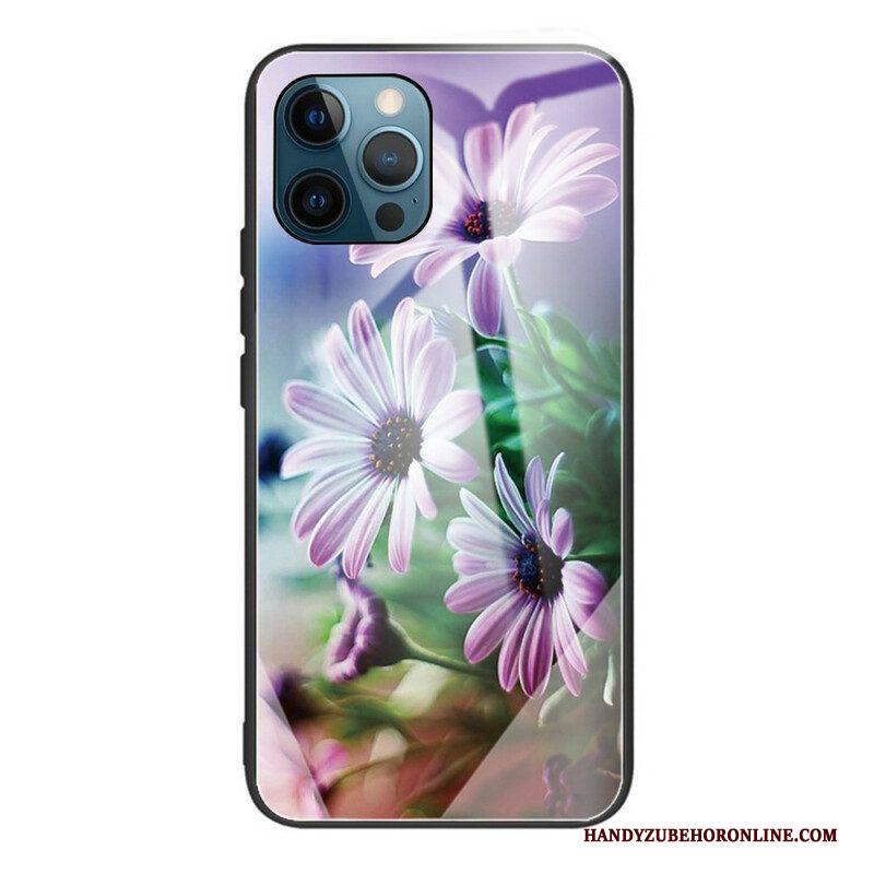 Hoesje voor iPhone 13 Pro Gehard Glas Realistische Bloemen