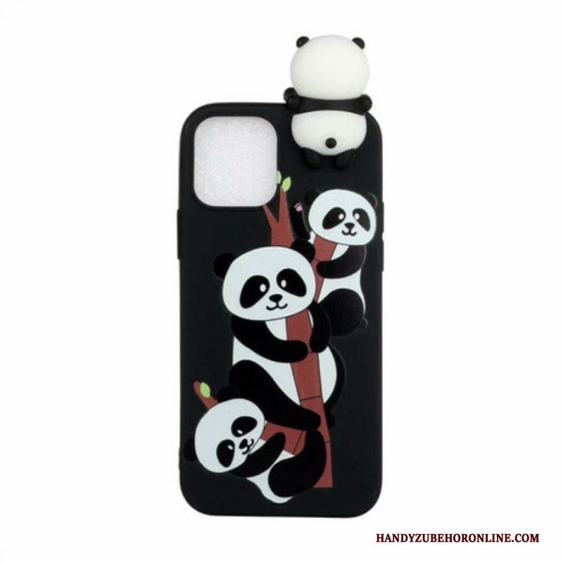 Hoesje voor iPhone 13 Pro Max 3d Panda's Op Bamboe