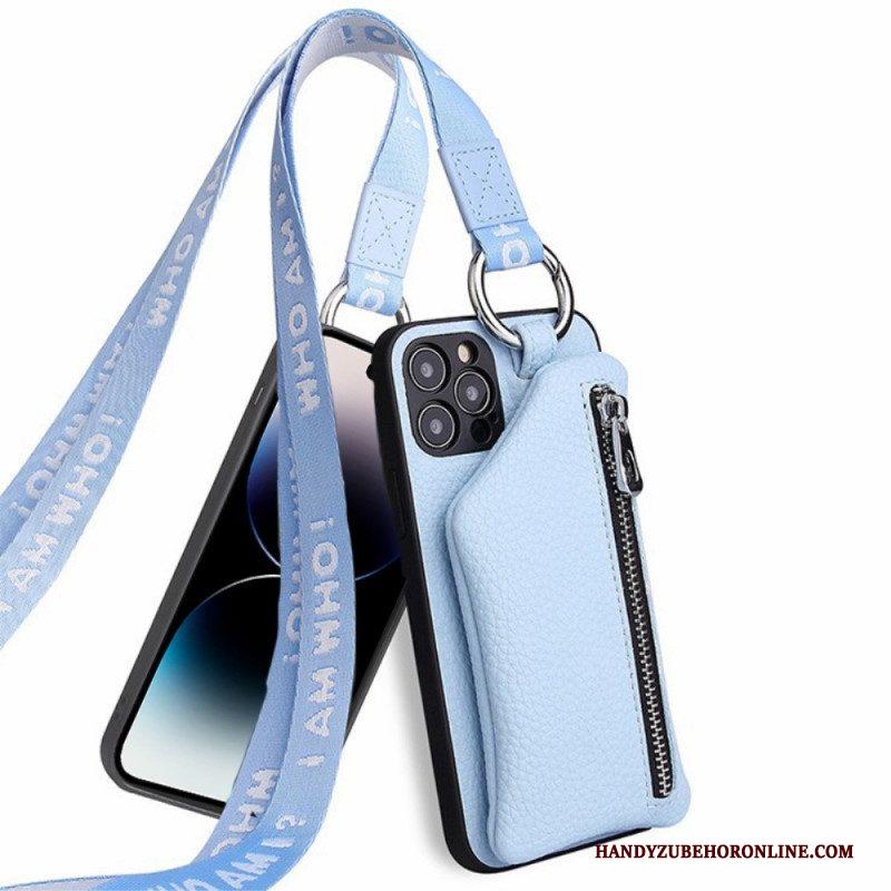 Hoesje voor iPhone 14 Pro Max Portemonnee En Lanyard