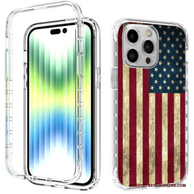 Hoesje voor iPhone 14 Pro Max Verbeterde Amerikaanse Vlag