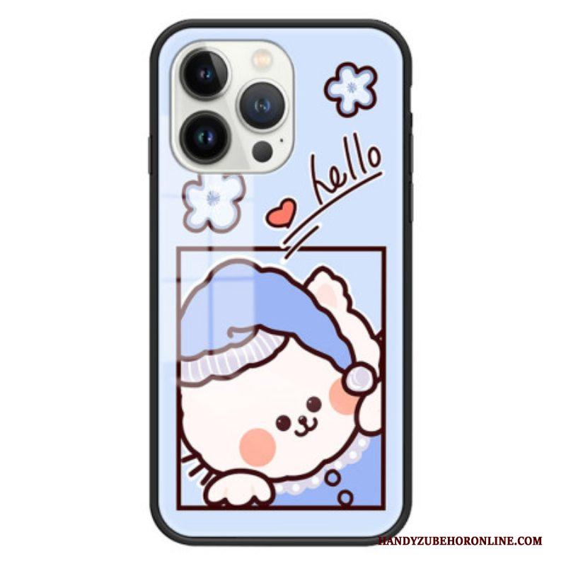 Hoesje voor iPhone 15 Pro Blauw Cat Gehard Glas