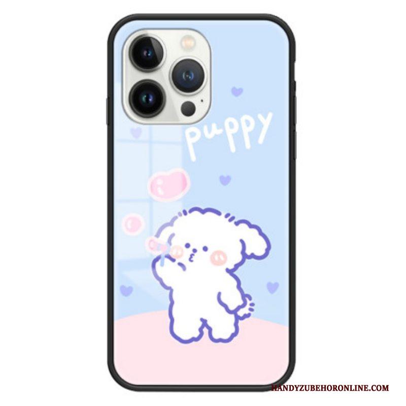 Hoesje voor iPhone 15 Pro Bubble Dog Gehard Glas