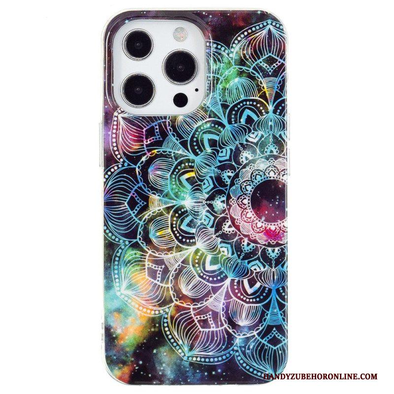 Hoesje voor iPhone 15 Pro Fluorescerende Mandala