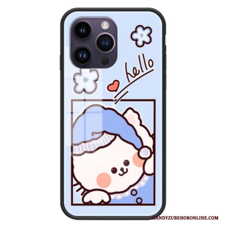 Hoesje voor iPhone 15 Pro Max Blauw Cat Gehard Glas