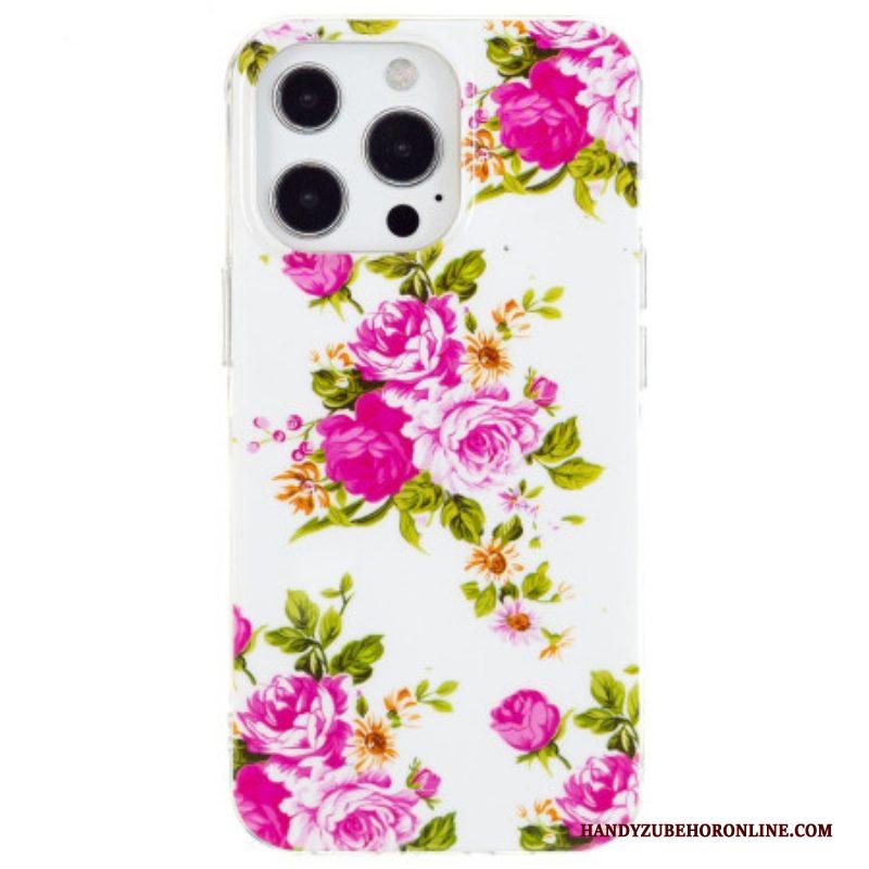 Hoesje voor iPhone 15 Pro Max Fluorescerende Bloemen