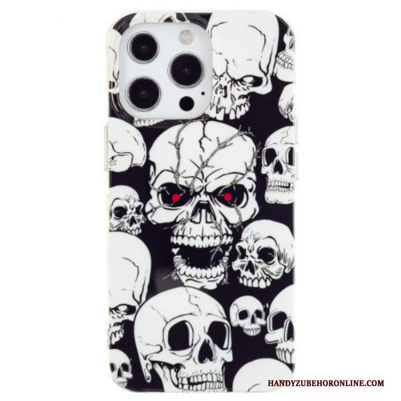 Hoesje voor iPhone 15 Pro Max Fluorescerende Schedels