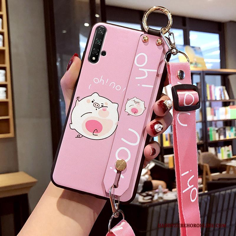 Honor 20 Hoesje Siliconen Roze Trend Anti-fall Bescherming Spotprent Hanger