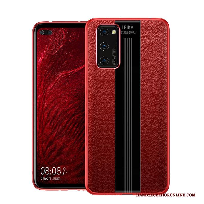 Honor View30 Hoesje Net Red Rood Leer Leren Etui Trend Echt Leer