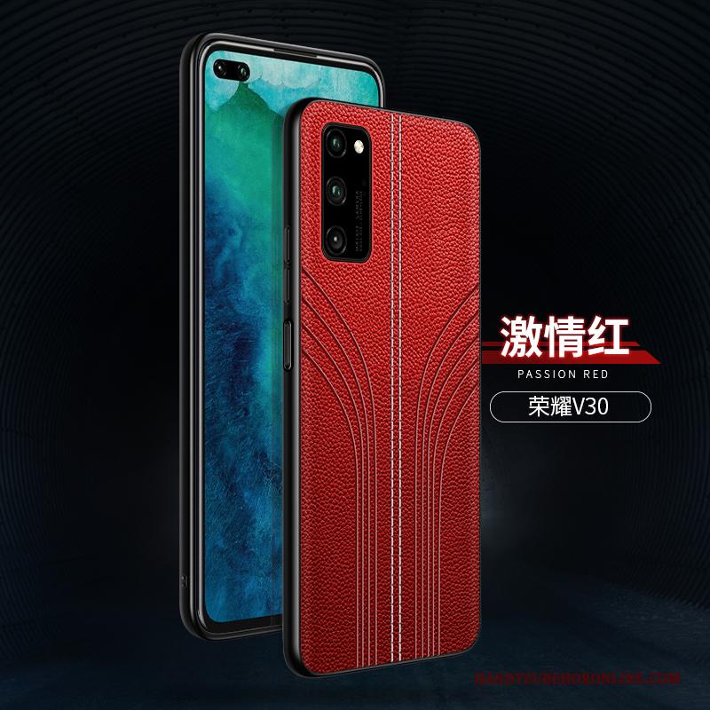 Honor View30 Leren Etui Siliconen Hoesje Trend All Inclusive Zacht Rood