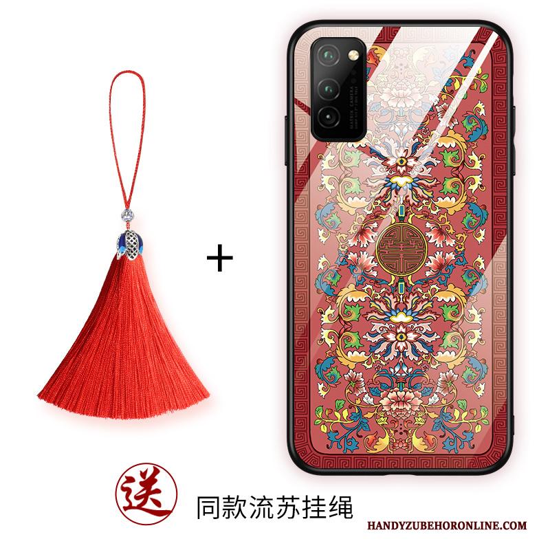 Honor View30 Rood Hoesje Telefoon Vintage Trend Bescherming Chinese Stijl Klassiek