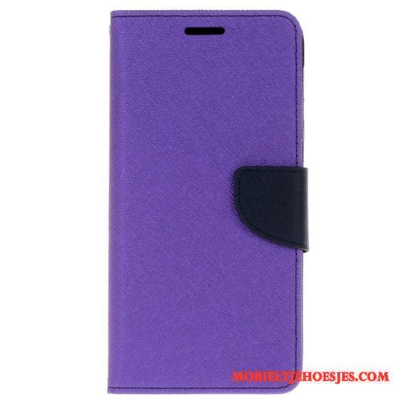 Htc Desire 728 Bescherming Purper Leren Etui Ondersteuning Portemonnee Hoes Hoesje Telefoon