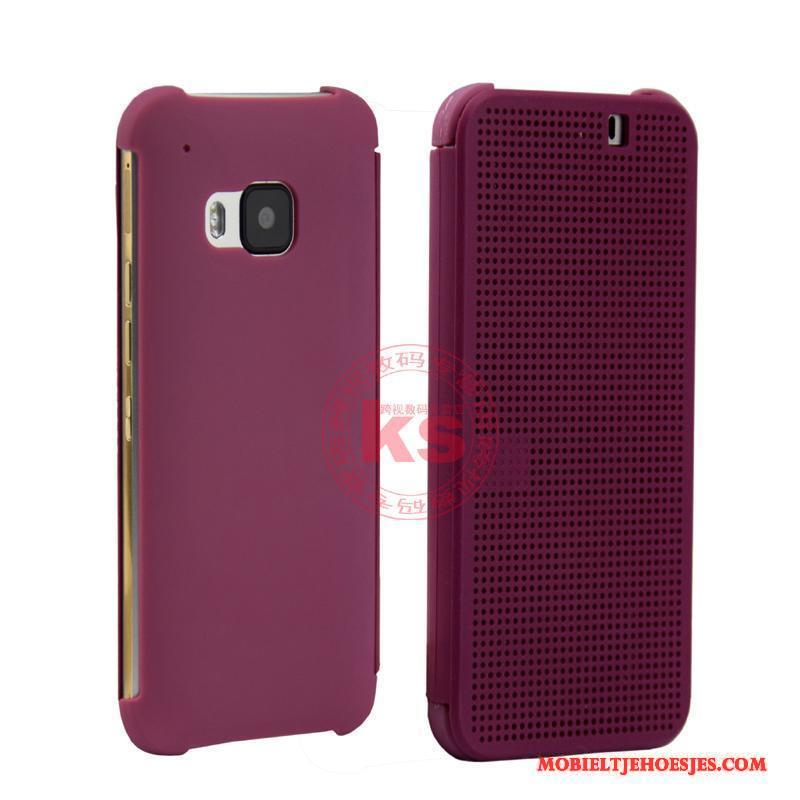 Htc One M9 Trend Purper Hoes Mobiele Telefoon Bescherming Hoesje Leren Etui