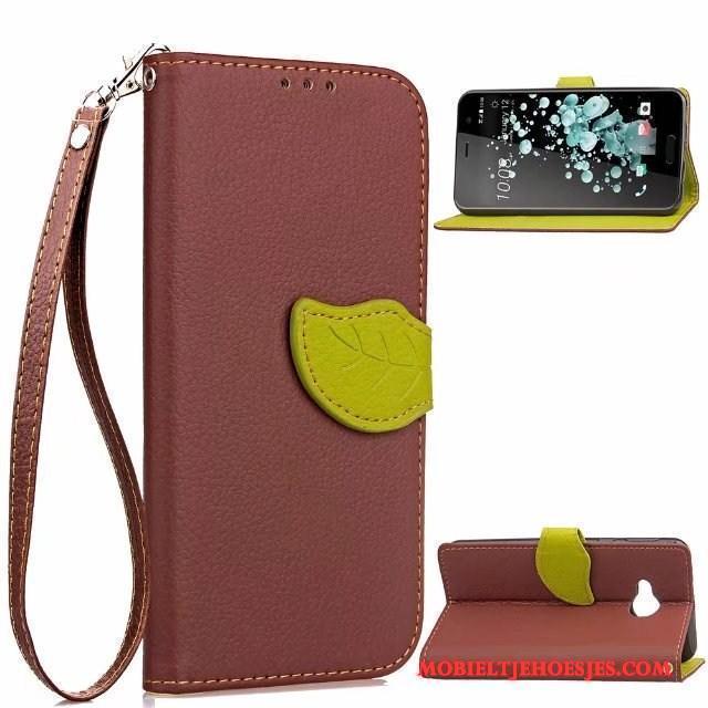 Htc U Play Mobiele Telefoon Anti-fall Hoesje Telefoon Folio Scheppend Hanger Leren Etui