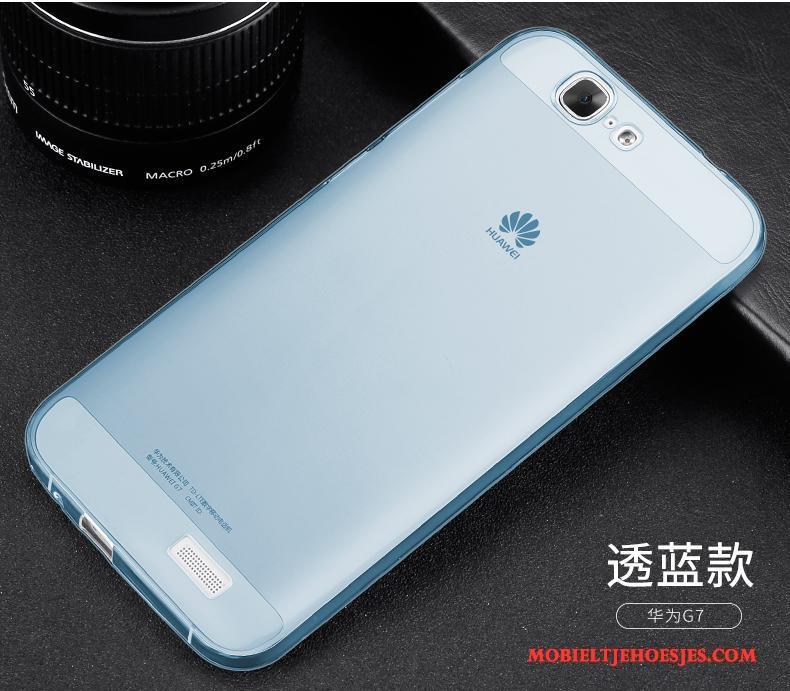 Huawei Ascend G7 Lichte En Dun Hoes Doorzichtig Bescherming Lichtblauw Siliconen Hoesje Telefoon