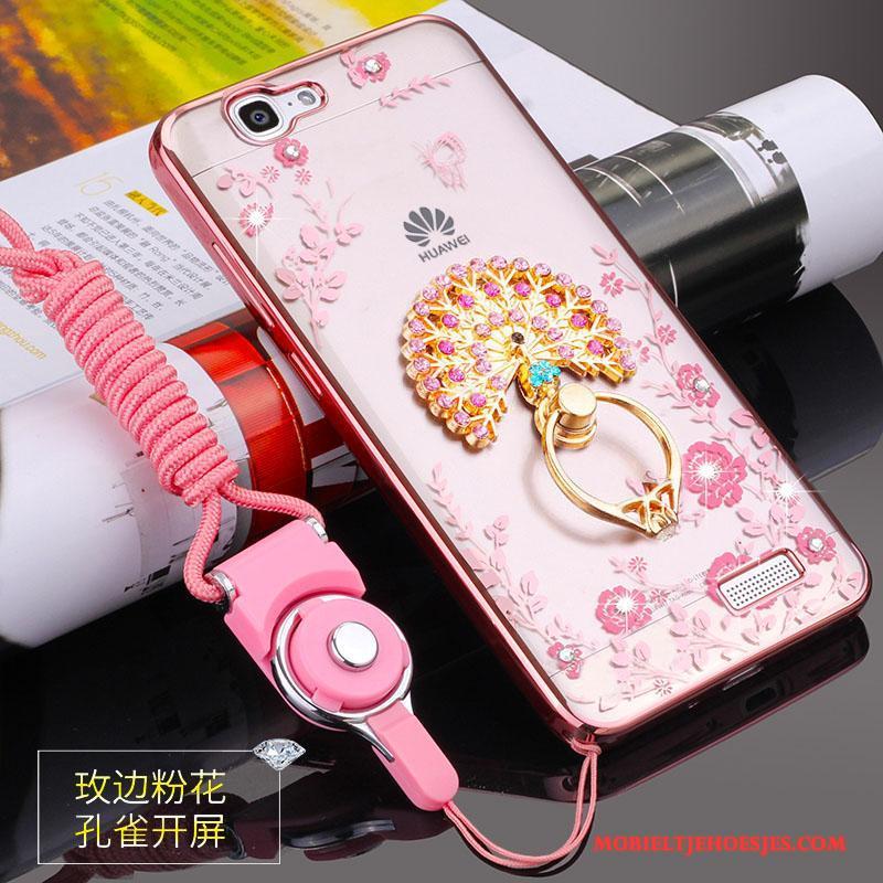 Huawei Ascend G7 Siliconen Zacht Roze Hoesje Hanger Anti-fall Telefoon